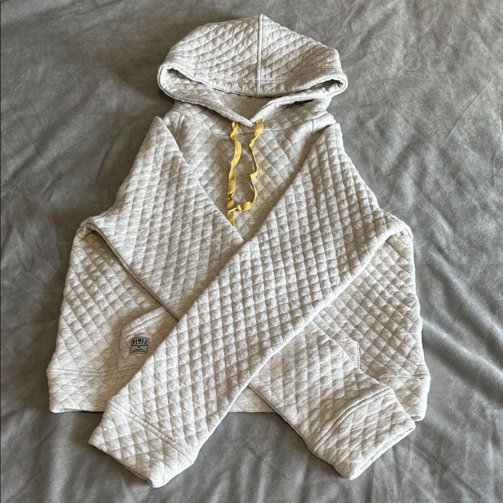 Kimes Ranch Gray Quilted Hoodie with Yellow Trim